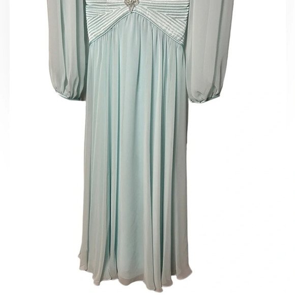 BETTY RUBIN 🇨🇦 sheer maxi dress sateen,pleated,evening,glam,feminine,romantic EC - Picture 10 of 14